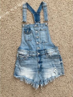 Eunina Light Blue Denim Overall Shorts
